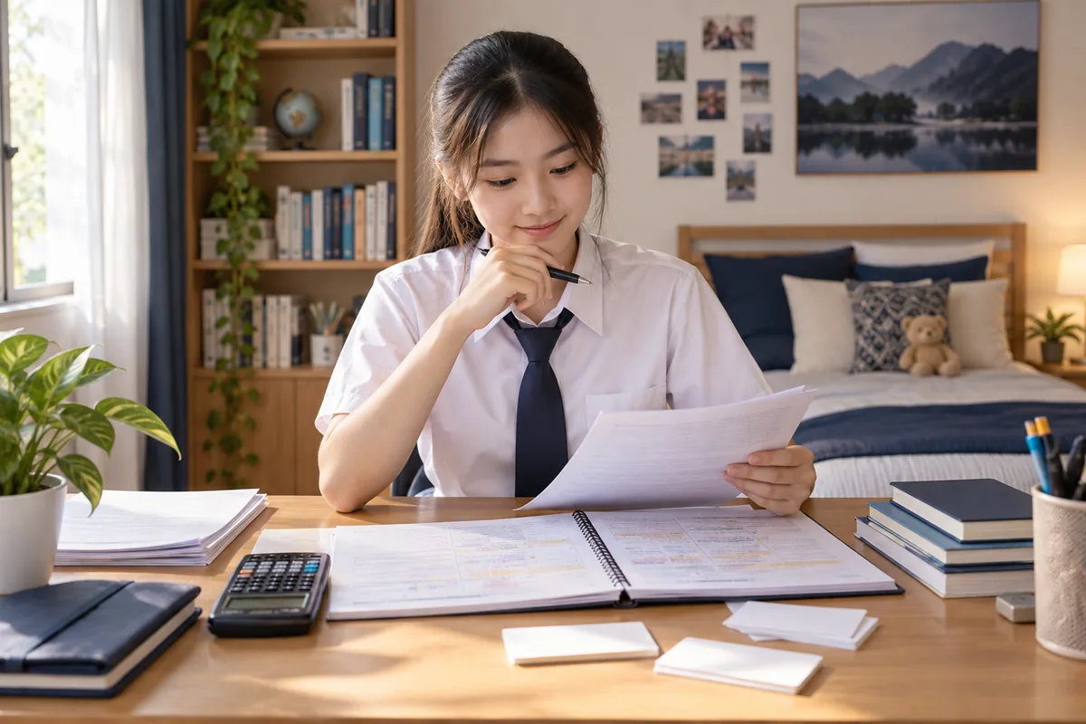 Student following an organised Additional Mathematics revision plan