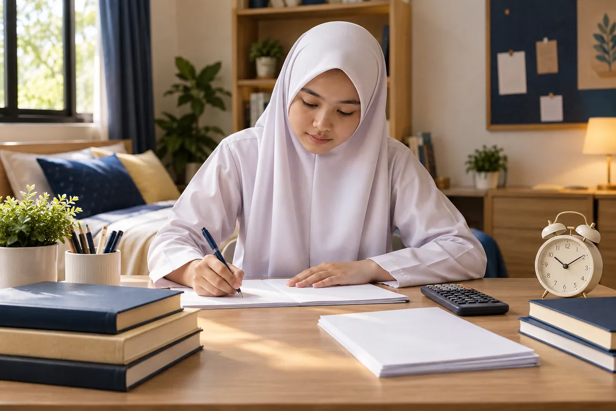 Pelajar membuat persediaan peperiksaan Matematik Tambahan SPM