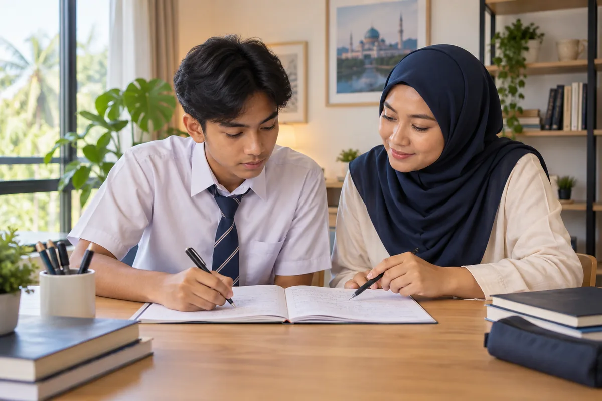 Pelajar Matematik Tambahan SPM belajar bersama guru