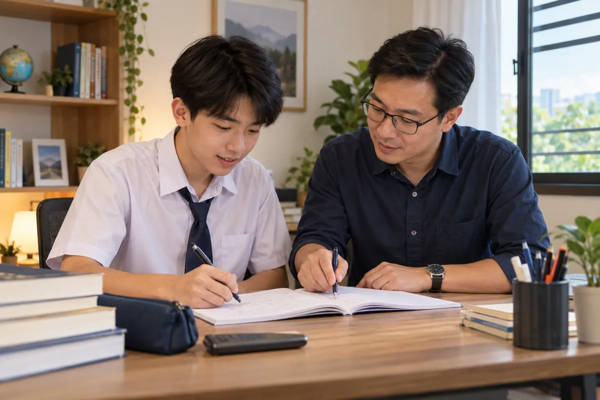 SPM Additional Mathematics student learning with a tutor