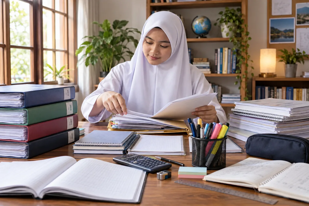 Pelajar menyusun bahan silibus Matematik Tambahan SPM